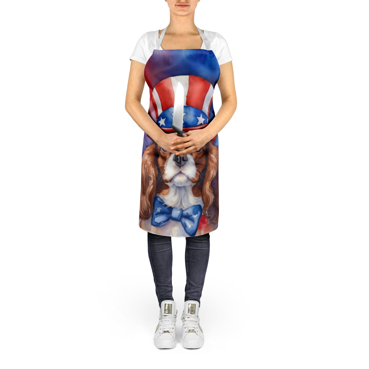 Cavalier Spaniel Patriotic American Apron – Artist-Designed Kitchen, BBQ & Craft Apron