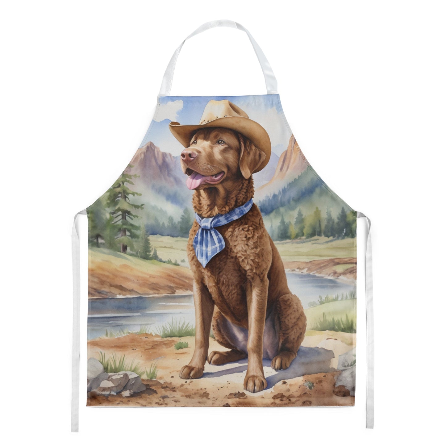 Chesapeake Bay Retriever Cowboy Welcome Apron – Artist-Designed Kitchen, BBQ & Craft Apron