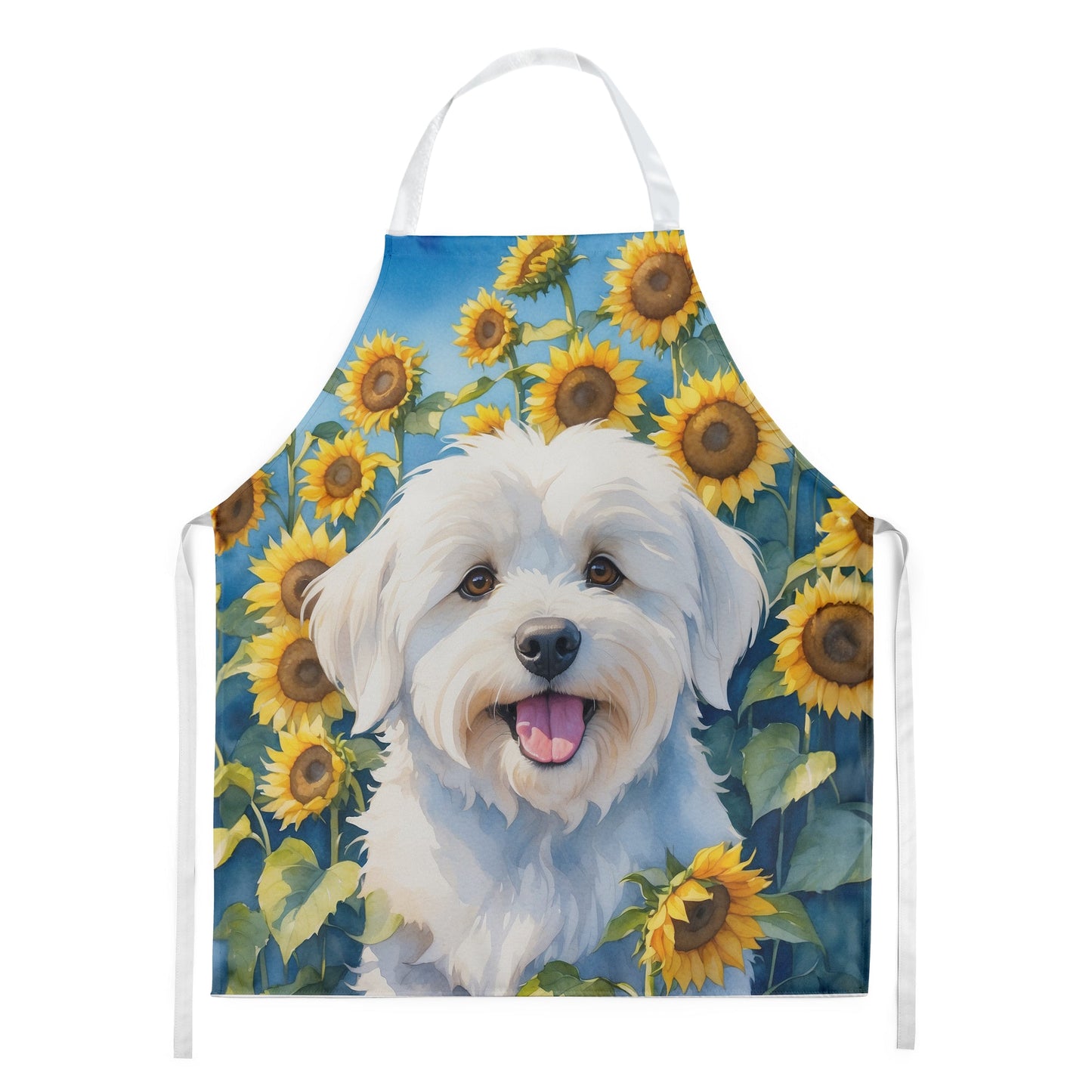 Coton de Tulear in Sunflowers Apron – Artist-Designed Kitchen, BBQ & Craft Apron