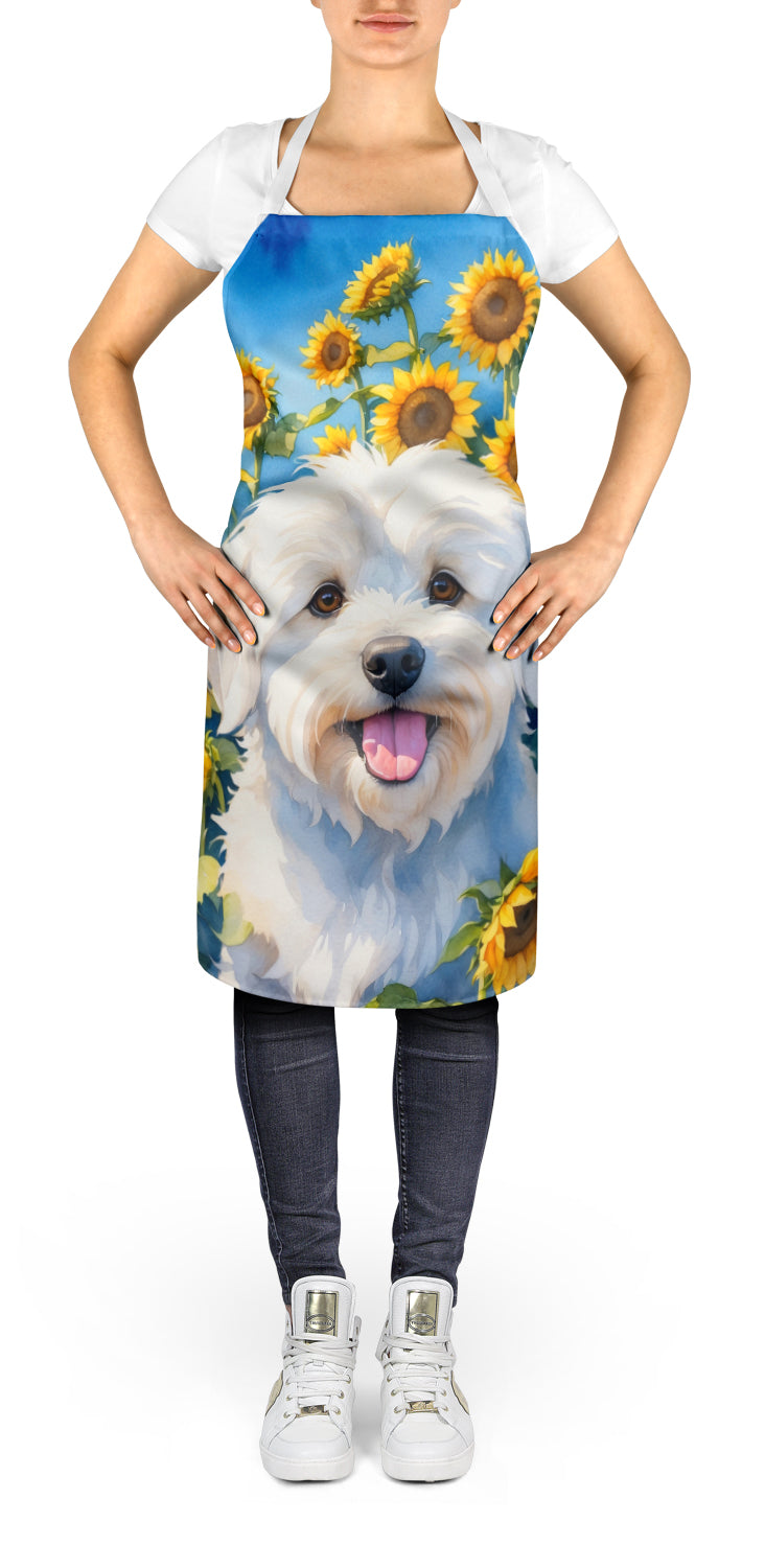 Coton de Tulear in Sunflowers Apron – Artist-Designed Kitchen, BBQ & Craft Apron